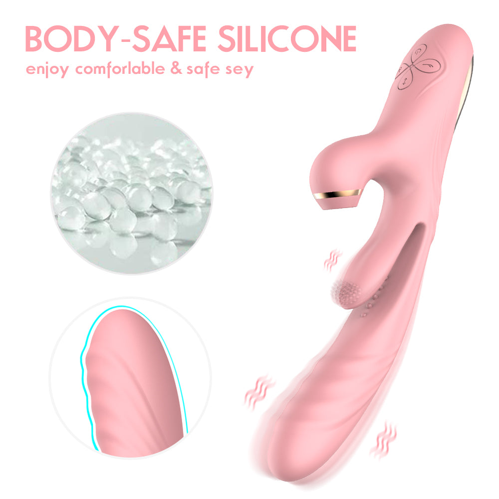 3-in 1 Suction & Thrusting Vibrator With Tongue For Clitoris & G-spot