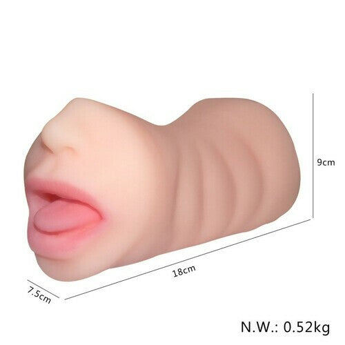 7.09“ Dual Holes Oral Sex Pussy Two Cock Rings Male Masturbators