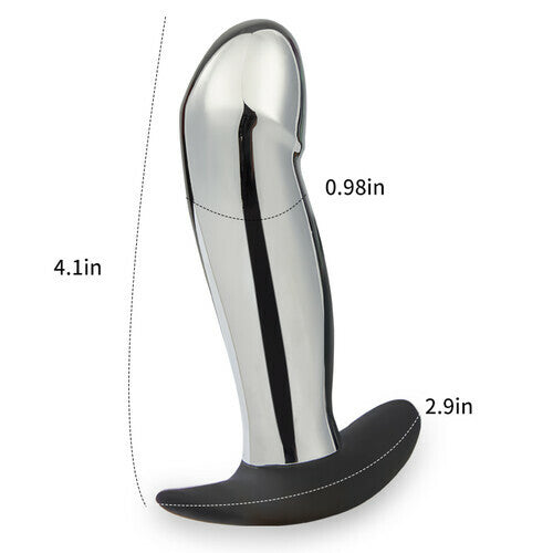 AcmeJoy 10 Vibrating Aluminum Chrome Alloy Anal Plug