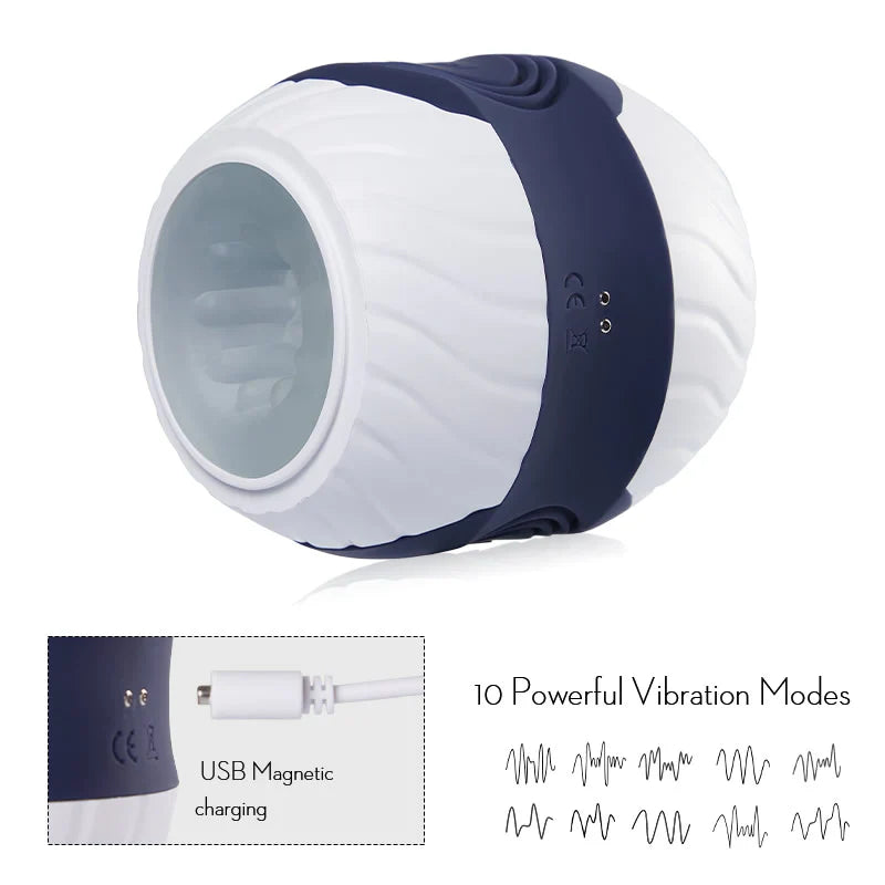 10 Vibration Transparent Male Masturbatior with Controlling Handle