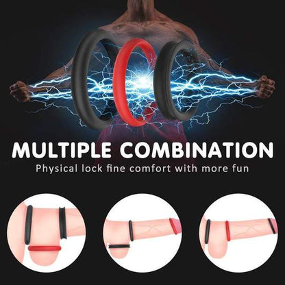 S-HANDE 1.5-Inch Premium Stretchy Longer Harder Stronger Erection Cock Ring Set