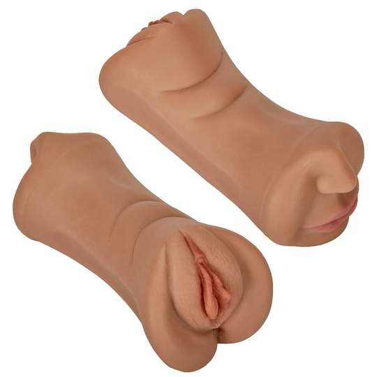 7.4-Inch 3 in 1 Tanned Lifelike Mouth Pussy Anus Pocket Pussy