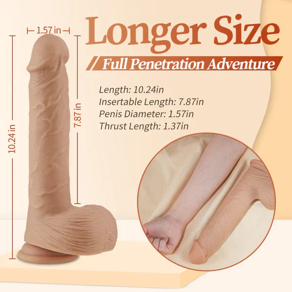 KING Bendable Glans Longer 10.24 Inch 5 Telescoping 7 Vibrating Swinging Lifelike Huge Dildo