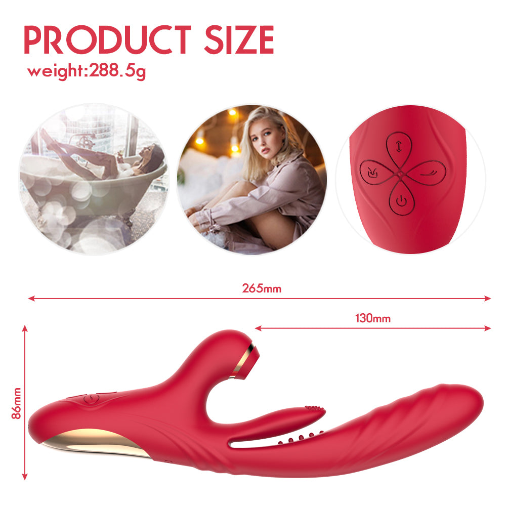 3-in 1 Suction & Thrusting Vibrator With Tongue For Clitoris & G-spot