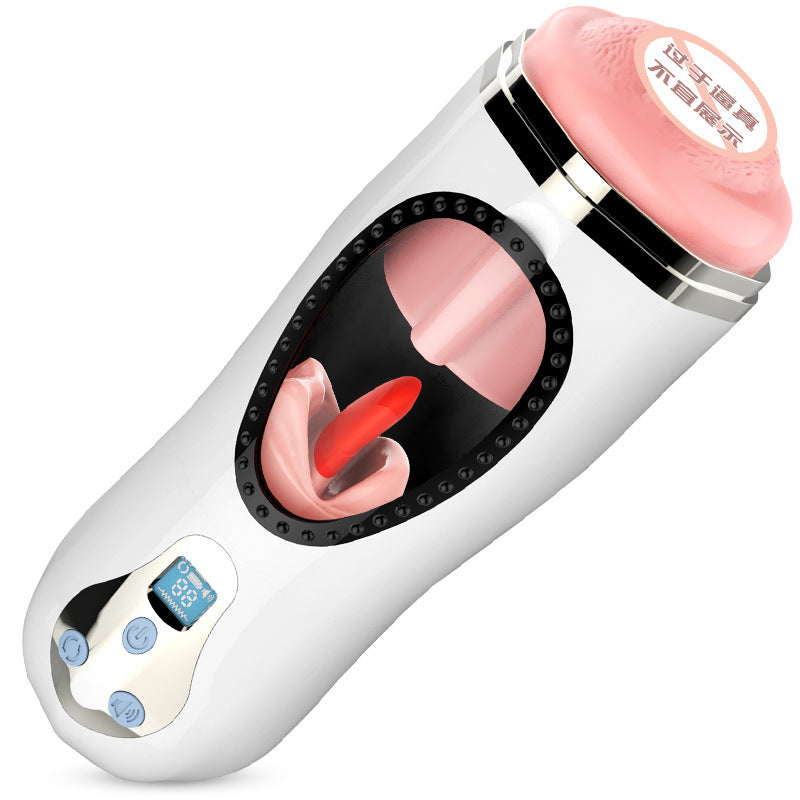 Wanle Night Battle Cup Men's Masturbation Device Deep Throat Oral Love Intelligent Heating Tongue Licking Interactive Pronunciation Airplane Cup Fun