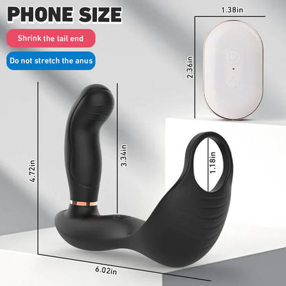 Bill 7X7 Vibrating & Pulsating Balls& Heating Teasing Butt Plug with Cock Ring