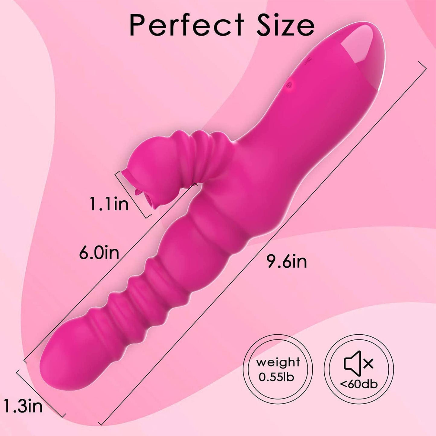 Thrusting Rabbit Vibrator for Clitoris & G-spot, Silicone Tongue Licking Rotating Dildo with 7 Vibration and 3 Telescopic Modes, Bunny Personal Sex Toys for Women Couples, Waterproof Rechargeable