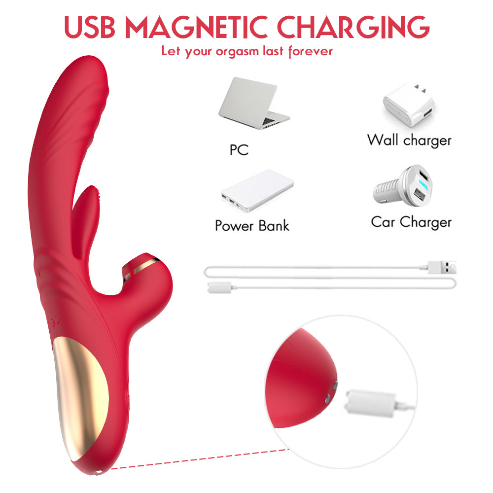 3-in 1 Suction & Thrusting Vibrator With Tongue For Clitoris & G-spot