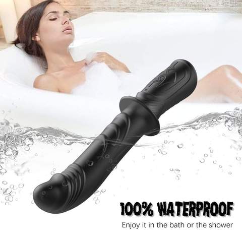 Vibrating Vaginal & Anal Dildo with Handle